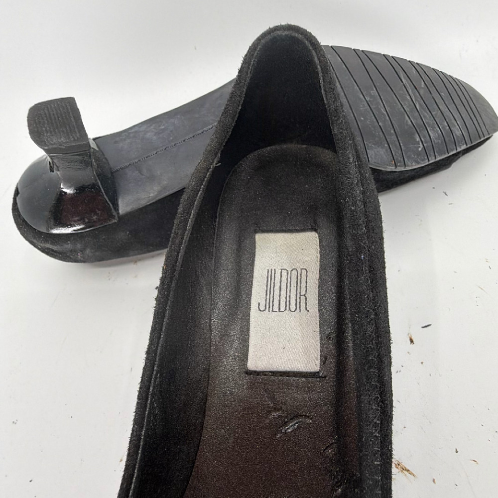 Jildor Vintage Buckle Black Suede 8.5N Pump - Picture 6 of 8